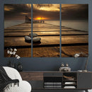Stones on Wooden Pier at Sunset Canvas Print, Serene Coastal by MyGreatCanvas | Canvas Wall Art Prints | Photo Prints & Wall Decor