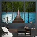 Suspension Bridge Over River Canvas Art | 3-Panel Nature by MyGreatCanvas | Canvas Wall Art Prints | Photo Prints & Wall Decor