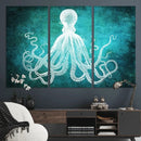 Green Octopus Abstract Wall Art Canvas Print