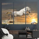 Large Wall Art Canvas Print – White Jumping Horse Sunset