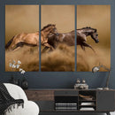 Large Wall Art Canvas Print – Two Running Brown Horses