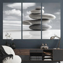 Still Life Black and White Zen Stones Wall Art Canvas,