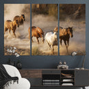 Large Wall Art 5 Horses Running on Sand Canvas Print