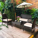4 Pieces Patio Rattan Conversation Set with Loveseat Sofas and Coffee Table by LJGDeals