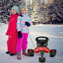 55.5 x 23.5 Inch Snow Sled with Steering Wheel and Double Brakes Pull Rope Slider by LJGDeals