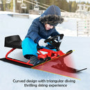 Kids Snow Sled with Steering Wheel and Double Brakes Pull Rope by LJGDeals