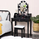 Oval Mirror Vanity Set with 10 LED Dimmable Bulbs and 3 Drawers by LJGDeals