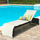 Patio Rattan Lounge Chair Back Adjustable Chaise Recliner with Cushioned by LJGDeals