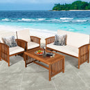 4 Pieces Patio Solid Wood Furniture Set by LJGDeals