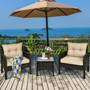3 Pcs Outdoor Patio Rattan Conversation Set with Seat Cushions-Black by LJGDeals