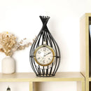 12"H Garden Birdcage Design Vintage Mantel Clock (Black) by JHY DESIGN