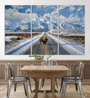 Bison Wall Art - Snowy Road Wall Art – Framed Mountain by MyGreatCanvas | Canvas Wall Art Prints | Photo Prints & Wall Decor