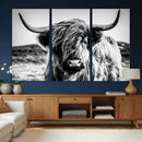 Highland Cow Wall Art – Black and White Framed Farmhouse by MyGreatCanvas | Canvas Wall Art Prints | Photo Prints & Wall Decor