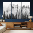Forest Wall Art Print | Foggy Pine Forest Canvas Wall Art -