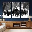Bison Herd in Snow Wall Art Canvas Print | Rustic Western by MyGreatCanvas | Canvas Wall Art Prints | Photo Prints & Wall Decor