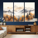 Abstract Mountain Wall Art | Misty Mountain Forest and