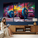 Abstract Graffiti Barbell Canvas Wall Art – Urban Fitness