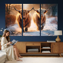 Scottish Highland Cow Horn Farm Wall Art Canvas Print