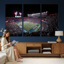 Ben Hill Griffin Stadium Night Game Triple Canvas Wall Art -
