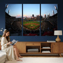 PNC Park Evening Game Triple Canvas Wall Art - Pittsburgh
