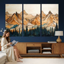 Rustic Wood Mountain Wall Art Print | Triptych Giclee Print