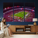Bryant-Denny Stadium Night Game Triple Canvas Wall Art -