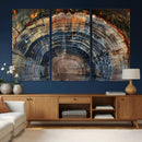 Framed Tree Ring Wall Art - Abstract Colorful Tree Ring Wall