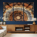 Tree Rings Wall Art Canvas Print – Rustic Wood Texture