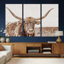 Longhorn Cow Wall Art Canvas Print – Framed Texas Ranch