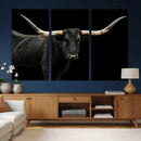 Texas Longhorn Wall Art Canvas Print – Framed Rustic Western