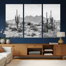 Black White Arizona Desert Canvas Wall Art Cactus Farmhouse