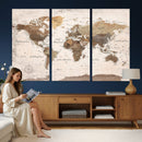 World Map Canvas Print – Framed Travel Map Wall Art for