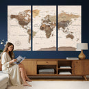 World Map Canvas Print – Framed Detailed Map of the World