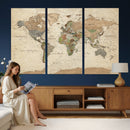 Framed World Map Wall Art for Home and Office Decor
