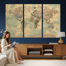 Vintage World Map Wall Art | Ready to Hang and Framed