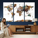 Watercolor World Map Canvas Print – Detailed Map of the