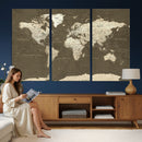 Vintage World Map Canvas Print – Framed Travel Map Wall Art