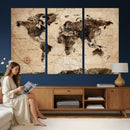 World Map Wall Art Canvas Print
