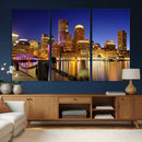 Boston Wall Art Canvas Print, Boston City Downtown Night by MyGreatCanvas | Canvas Wall Art Prints | Photo Prints & Wall Decor