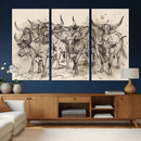Abstract Cow Longhorn Wall Art Canvas Print for Cabin Decor by MyGreatCanvas | Canvas Wall Art Prints | Photo Prints & Wall Decor