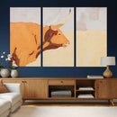 Minimal Longhorn Bull Wall Art Canvas Print, Neutral Western by MyGreatCanvas | Canvas Wall Art Prints | Photo Prints & Wall Decor