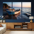 Coastal Fishing Boats Wall Art Canvas Print, Sunset Beach by MyGreatCanvas | Canvas Wall Art Prints | Photo Prints & Wall Decor