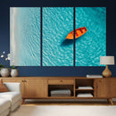 Minimalist Boat Wall Art Canvas Print, Aerial Sea Landscape by MyGreatCanvas | Canvas Wall Art Prints | Photo Prints & Wall Decor