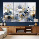 Large Abstract Flowers Wall Art Canvas Print – Gold and Blue by MyGreatCanvas | Canvas Wall Art Prints | Photo Prints & Wall Decor