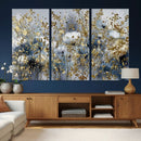 Abstract Floral Wall Art Canvas Print – Gold and Blue by MyGreatCanvas | Canvas Wall Art Prints | Photo Prints & Wall Decor