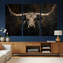 Vintage Longhorn Bull Wall Art Canvas Print – Rustic Western by MyGreatCanvas | Canvas Wall Art Prints | Photo Prints & Wall Decor