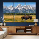 Bison in Mountain Landscape Wall Art Canvas Print – Western by MyGreatCanvas | Canvas Wall Art Prints | Photo Prints & Wall Decor