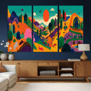 Colorful Japanese Landscape Print: Maximalist Panoramic Wall by MyGreatCanvas | Canvas Wall Art Prints | Photo Prints & Wall Decor