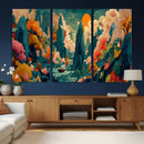 Colorful Japanese Landscape Print: Maximalist Panoramic Wall by MyGreatCanvas | Canvas Wall Art Prints | Photo Prints & Wall Decor