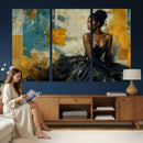 Elegant Woman Canvas Wall Art — Black Gold Gown Fashion by MyGreatCanvas | Canvas Wall Art Prints | Photo Prints & Wall Decor